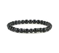 WBDWWTD Bracelet de Perles de prière Bouddhiste, Bracelets en Cristal, Pierres de Nature spirituelle, Noir et Blanc, élastique tressé Rond, 17 cm x 7 mm, pour Le Nouvel an