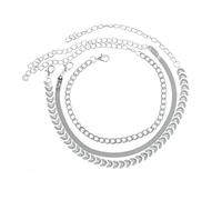 WBDWWTD Bracelets de Cheville Argent/Or pour Femmes, Ensemble de 3 pièces, chaîne de Cheville en blé Serpent, Bijoux de Pied 21 + 10cm
