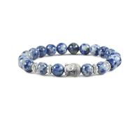 WBDWWTD Bracelets de Perles 8mm Bracelet de Perles de Cristal Pierres Naturelles tête de Bouddha Blanc Rond tissé Extensible 17cm x 7mm 1 pièces pour l'obtention du diplôme