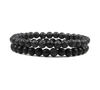 WBDWWTD Bracelets de Relation pour Couples, en Cristal véritable, Pierres Naturelles, Perles Rondes Bleues et Noires tissées, Extensibles, 17cm x 7mm, pour Bal de Promo