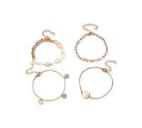 WBDWWTD Bracelets en Or, chaîne de Cheville à 4 Couches avec Bijoux de Pied en Coquillage, Bracelet de Cheville 20 + 6,5 cm