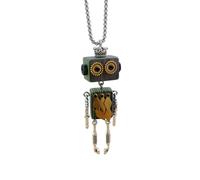 WBDWWTD Collier Pendentif Bloc de Bois Longueur réglable chaîne de Cou Punk élégant Accessoire de Cordon en Cuir résistant à la décoloration Collier de Robot Steampunk, supplémentaireWeblabs : (:
