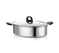 WBDWWTD Cuiseur Vapeur Ovale en Acier Inoxydable, Batterie de Cuisine Ovale Multi-Usage, marmite à pâtes avec Assiette à Poisson et Support pour Cuire à la Vapeur du Poisson, des Fruits de mer, rôtir
