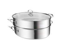 WBDWWTD Cuiseur Vapeur Ovale en Acier Inoxydable, Batterie de Cuisine Ovale Multi-Usage, marmite à pâtes avec Assiette à Poisson et Support pour Cuire à la Vapeur du Poisson, des Fruits de mer, rôtir