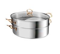 WBDWWTD Cuiseur Vapeur Ovale en Acier Inoxydable, Batterie de Cuisine Ovale Multi-Usage, marmite à pâtes avec Assiette à Poisson et Support pour Cuire à la Vapeur du Poisson, des Fruits de mer, rôtir