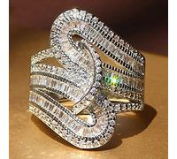 WBDWWTD Ensemble de bagues de fiançailles pour Femme en Argent Sterling 925 5,0 CT Rond Blanc AAA Twist Ring Band zircone cubique CZ simulé Diamant Bandes d'éternité fiançailles Mariage Taille Q