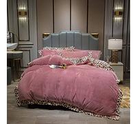 WBDWWTD Ensemble de literie de Luxe King Size Rose, Ensemble de Housses de Couette Double Marron, Ensemble de Housse de Couette Ensembles de literie Housse de Couette Drap Plat Flanelle Douce Chaude