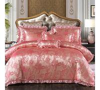 WBDWWTD Ensemble de literie King Size Gris Luxe, Ensemble de Housses de Couette Double en Soie, Ensemble de Literie Ensemble de Housses de Couette Double Soie Coton King Size Or Argent Luxe Satin