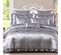WBDWWTD Ensemble de literie King Size Gris Luxe, Ensemble de Housses de Couette Double en Soie, Ensemble de Literie Ensemble de Housses de Couette Double Soie Coton King Size Or Argent Luxe Satin