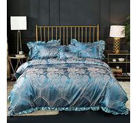 WBDWWTD Ensemble de literie King Size Gris Luxe, Ensemble de Housses de Couette Double en Soie, Ensemble de Literie Ensemble de Housses de Couette Double Soie Coton King Size Or Argent Luxe Satin