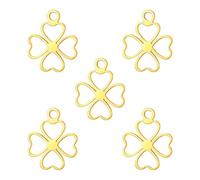 WBDWWTD Feng Shui, 5 pièces Breloques trèfle à Quatre Feuilles pour la Fabrication l'artisanat de Bijoux, Pendentif en Acier Inoxydable doré, Accessoires de Fournitures Artisanales pour la