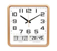 WBDWWTD Horloge Murale carrée Moderne Température d'affichage Multifonction d'humidité Horloge de Calendrier Moderne Horloge décorative Murale (Couleur: Marron) (Or)