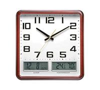 WBDWWTD Horloge Murale carrée Moderne Température d'affichage Multifonction d'humidité Horloge de Calendrier Moderne Horloge décorative Murale (Couleur: Marron) (Marron)
