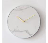 WBDWWTD Horloge Murale Corloges murales décoratives Rondes Modernes pour Le Salon , Horloge Murale en marbre Naturel Art créatif Mur Gather Pendulum , Mute Ticking Wall Hanging Clock (White S)