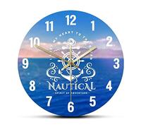 WBDWWTD Horloge Murale emblème Nautique avec Ancre Volant Moderne imprimé Acrylique Horloge Murale spiritueux de L'Aventure horloges de Moderne Montre