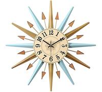 WBDWWTD Horloge Murale en Cristal métallique de 22 Pouces de Style Milieu du siècle, Horloge Murale décorative silencieuse en Forme d'étoile, adaptée au Bureau du Porche de Salon de Chambre à