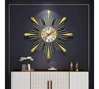 WBDWWTD Horloge Murale , Grand métal Moderne Sunburst Battery Clock Non Ticking Not Third Quartz Mouvement , Horloge Murale de décoration (3)