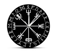 WBDWWTD Horloge Murale norraire Rune Boussole en Quartz Unique Horloge Murale Vikings Vegvisir Symbol Runes Acrylique Wall Watch Gift pour Lui Vegvisir Compass Corloge