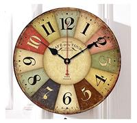 WBDWWTD Horloge Murale rétro ， Méditerranée European Country House Style Numéro Silencieux en Bois Horloge Murale (Style 2)