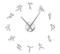 WBDWWTD Horloge Murale Running Race Athlete Portrait Self Adhesive 3D Horloge Murale Foot Race Sportsman Termère d'athlétisme Horloge sans Cadre