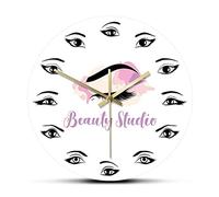 WBDWWTD Horloge Murale Salon de beauté Cils conflit Gift Gift Mute Imprimé Acrylique Moraire Suspendue Coussons de beauté Decor Studio Decor Art Wall Watch