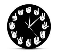 WBDWWTD Horloge Murale Signer Une Langue Murale Corloge de Mur Unique Gabillement de décoration Murale Faite à la Main pour Les Enseignants Aide à l'enseignement en Classe pour dire l'heure