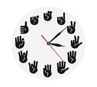 WBDWWTD Horloge Murale Signer Une Langue Murale Corloge de Mur Unique Gabillement de décoration Murale Faite à la Main pour Les Enseignants Aide à l'enseignement en Classe pour dire l'heure