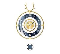 WBDWWTD Horloge murale silencieuse en fer forgé avec tête de cerf Décoration de luxe Art de la maison Personnalité Salon Horloge murale (32 x 53 cm)