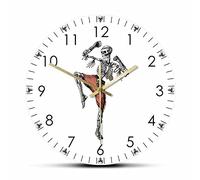 WBDWWTD Horloge Murale Squelette Muay Thai Fighter Clock Wall Kickboxing Ninja Horloge silencieuse Montre Skull Thai Boxing Martial Arts Room Decor