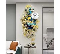WBDWWTD Horloges murales de Paon 47 Pouces, Horloge Murale en Fer forgé Cadran en métal Luxe numérique 3D Horloge Murale en Cristal pour Le Salon, Chambre à Coucher