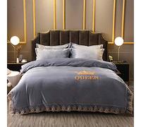 WBDWWTD Housse de Couette pour lit Double Gris, Parure de lit King Size Marron, Parure de lit d'hiver avec Housse de Couette Double avec Drap-Housse, Drap Plat, taies d'oreiller, Flanelle,