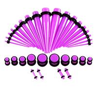 WBDWWTD Kit d'étirement de Tunnels en Acrylique 36 pièces, Boucles d'oreilles de jauge Coniques, différentes Tailles, extenseur de Tunnel d'oreille de Couleurs mélangées