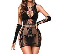 WBDWWTD Lingerie Sexy pour Femmes, Body en résille avec Gants, Bas de Corps, Nuisette