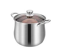 WBDWWTD Marmite Marmite, Marmite à Soupe de Cuisson en Acier Inoxydable avec Couvercle en Verre, Batterie de Cuisine Saine, Marmites Polies, Compatible avec Toutes Les Cuisinières, 5,5 L/7 L/9 L/12 L,