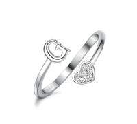 WBDWWTD MILACOLATO Bagues en Forme de cœur avec Initiale en Argent Sterling 925 pour Femmes et Filles - Bagues avec Lettres de l'alphabet réglables empilables plaquées Or 18 carats pour