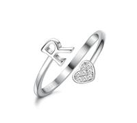 WBDWWTD MILACOLATO Bagues en Forme de cœur avec Initiale en Argent Sterling 925 pour Femmes et Filles - Bagues avec Lettres de l'alphabet réglables empilables plaquées Or 18 carats pour