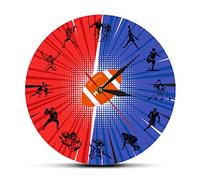 WBDWWTD Mur Mur Rugby Football Wall Horloge intérieur décor footballe Joueur Silhouettes Horloge silencieuse Mur Montre la Salle de Sport Art Mur