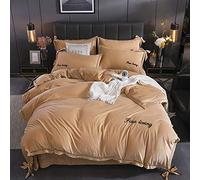 WBDWWTD Parure de lit Double Vert, Parure de lit King Size Bleu, Housse de Couette avec Drap-Housse, Parure de lit d'hiver, Drap Plat en Flanelle Douce Chaude pour lit Double, King Size