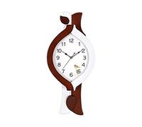 WBDWWTD Salon Création Mur Corloge en Bois Massif en Bois Massif Moderne Morloge Swing Mote Clock Quartz Quartz Horloge Murale (Blanc)
