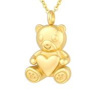 WBDWWTD TQHGHX Bijoux de crémation pour Cendres Pendentif Ours en Peluche Coeur urne Collier pour Hommes Femmes avec Mini urne Souvenir Cendres commémoratives être Cher Bijoux commémoratifs
