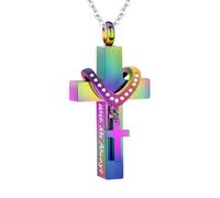 WBDWWTD TQHGHX Bijoux de crémation pour Pendentif de Cendres - Collier d'urne en Croix avec Mini urne Souvenir - Bijoux commémoratifs pour Cendres - avec Moi Toujours