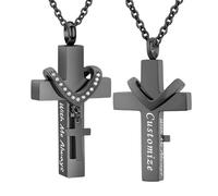 WBDWWTD TQHGHX Bijoux de crémation pour Pendentif de Cendres - Collier d'urne en Croix avec Mini urne Souvenir - Bijoux commémoratifs pour Cendres - avec Moi Toujours