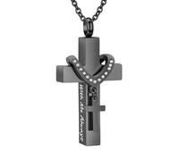 WBDWWTD TQHGHX Bijoux de crémation pour Pendentif de Cendres - Collier d'urne en Croix avec Mini urne Souvenir - Bijoux commémoratifs pour Cendres - avec Moi Toujours