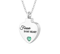 WBDWWTD TQHGHX Bijoux de crémation pour Pendentif de Cendres - Collier d'urne en Forme de cœur avec Pierre de Naissance en Cristal avec Mini urne Souvenir pour Cendres commémoratives pour Femme -
