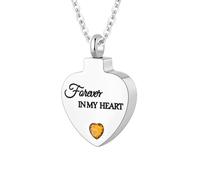 WBDWWTD TQHGHX Bijoux de crémation pour Pendentif de Cendres - Collier d'urne en Forme de cœur avec Pierre de Naissance en Cristal avec Mini urne Souvenir pour Cendres commémoratives pour Femme -