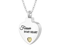 WBDWWTD TQHGHX Bijoux de crémation pour Pendentif de Cendres - Collier d'urne en Forme de cœur avec Pierre de Naissance en Cristal avec Mini urne Souvenir pour Cendres commémoratives pour Femme -
