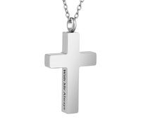 WBDWWTD TQHGHX Collier Croix de crémation pour Cendres Pendentif Urne en Acier Inoxydable avec Mini Porte-Cendres Souvenir Bijoux Commémoratifs - avec Moi Toujours