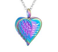 WBDWWTD TQHGHX Collier d'urne de crémation en Forme de cœur, Bijoux de Cendres pour Femmes et Hommes, médaillon d'urne d'aile d'ange avec Mini Bijoux commémoratifs Souvenir - Vos Ailes