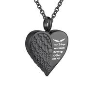 WBDWWTD TQHGHX Collier d'urne de crémation en Forme de cœur, Bijoux de Cendres pour Femmes et Hommes, médaillon d'urne d'aile d'ange avec Mini Bijoux commémoratifs Souvenir - Vos Ailes