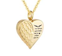 WBDWWTD TQHGHX Collier d'urne de crémation en Forme de cœur, Bijoux de Cendres pour Femmes et Hommes, médaillon d'urne d'aile d'ange avec Mini Bijoux commémoratifs Souvenir - Vos Ailes